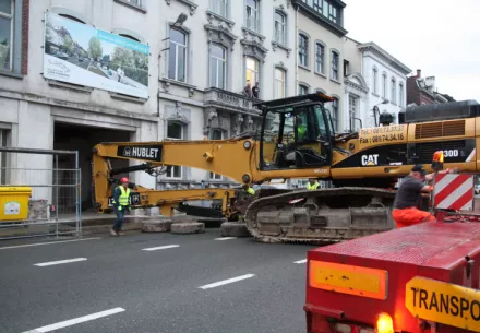 Namur - Travaux de démolition au boulevard Mélot